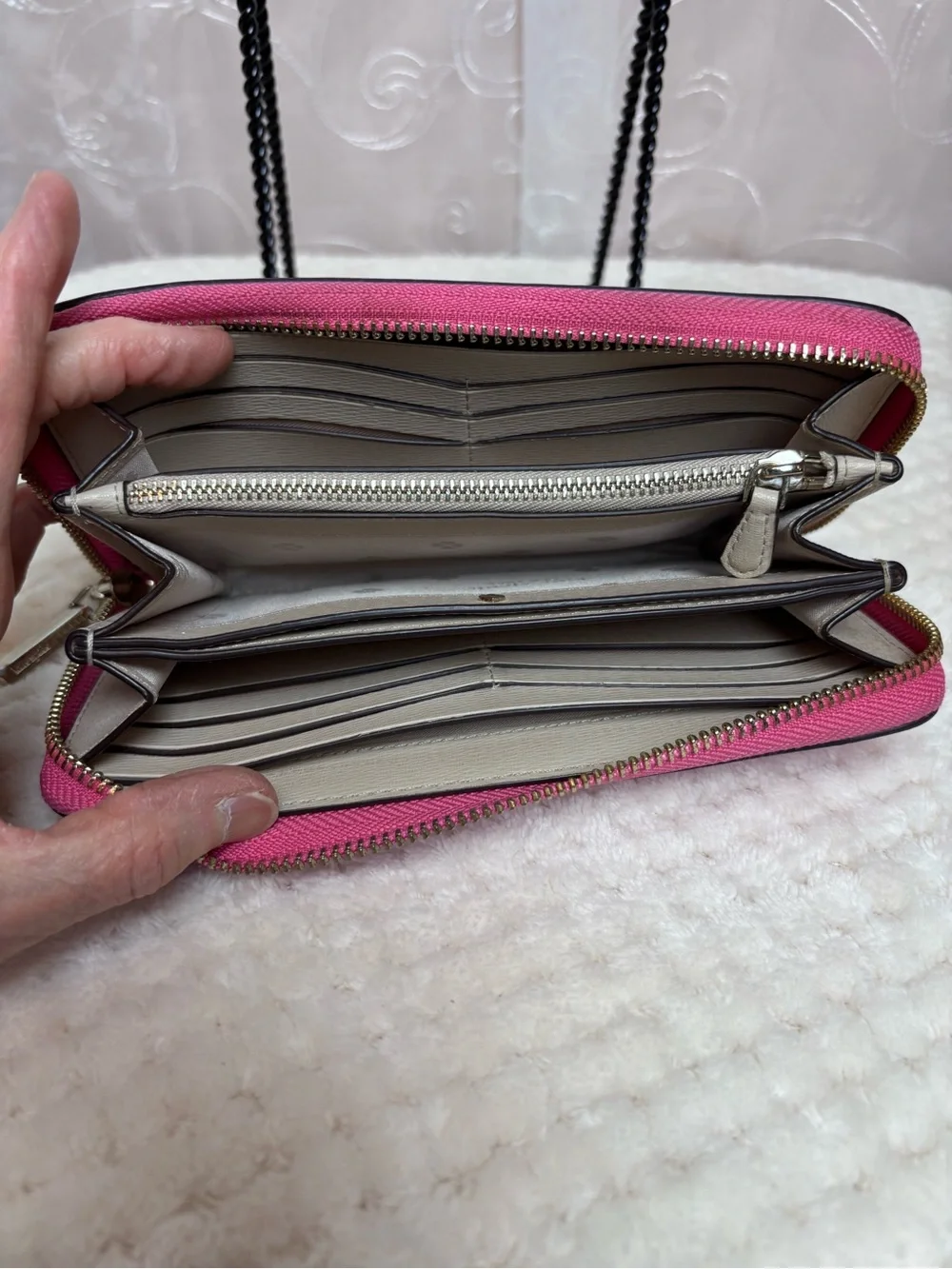 Kate Spade Vibrant Hot Pink Zip Around Continental Wallet
